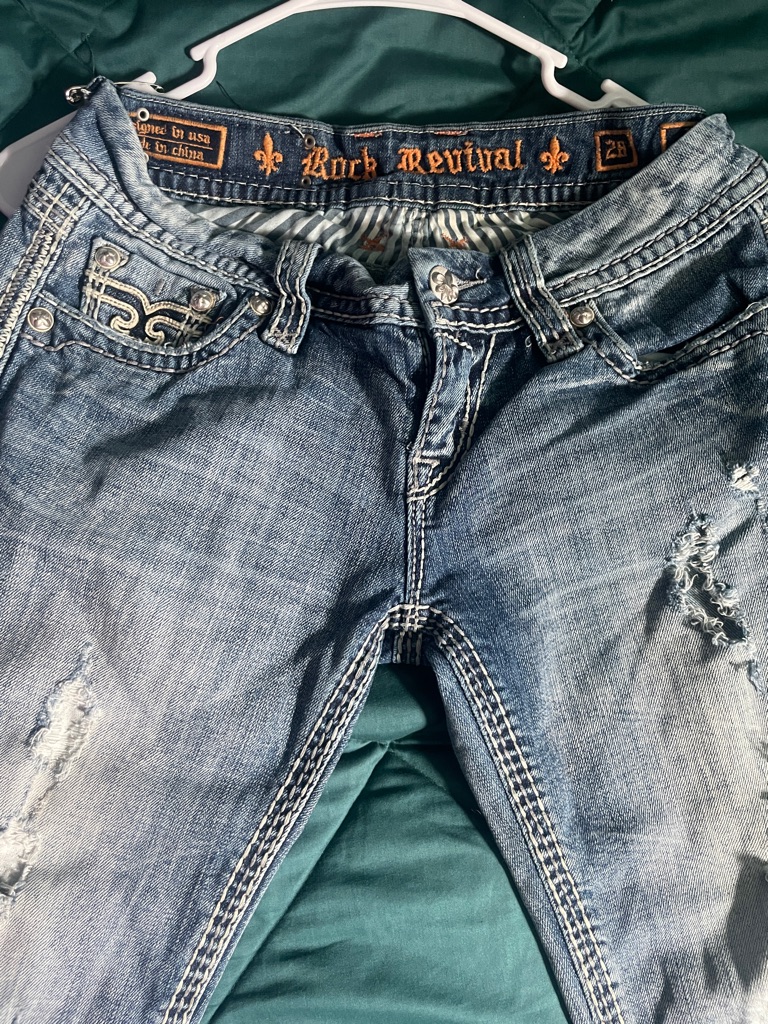 Rock Revival Women's Distressed Light Blue Skinny Jeans